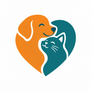 Dog and cat inside a heart logo